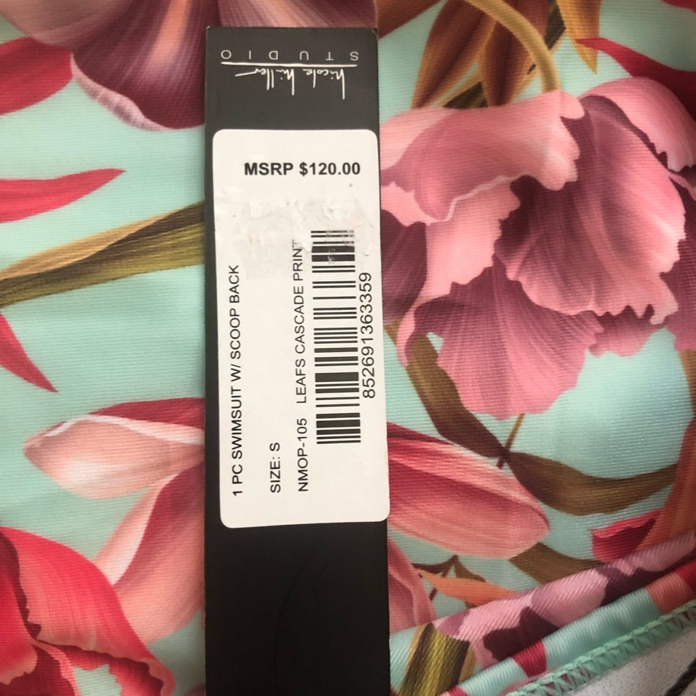 NWT Nicole Miller Leafs Cascade Print One piece bathing suit Small - Picture 4 of 5